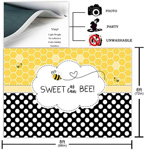 Avezano Sweet As Can Bee Backdrop Honeycomb Bee Theme Baby Shower Photography Background Photoshoot Bee-Day Birthday Party Decorations Cake Table Banner (8x6ft) - Image 2