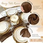 Showgeous 20 Pack Brown Cheesecloth Table Runner, 17 x 108 Inches - Image 3