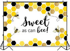 Avezano Sweet As Can Bee Backdrop for Girl Baby Shower Honeycomb Bee Baby Shower Bee-Day Birthday Party Decorations Cake Table Banner Photoshoot Photography Background (8x6ft) - Image 3