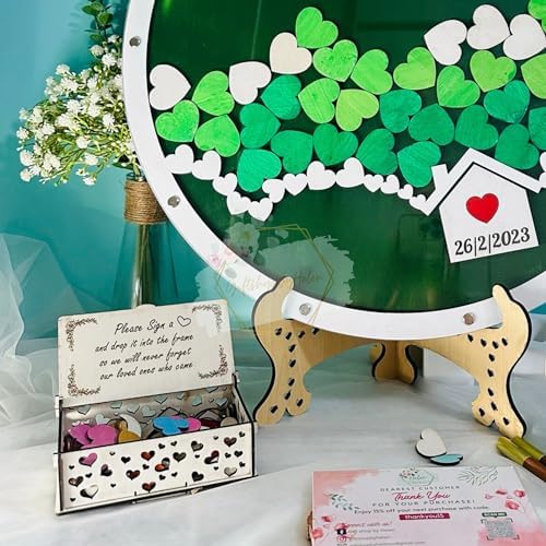 Product image Personalized Wooden Wedding Guest Book Alternative Frame - Modern Rustic House Shape Wedding Guest Book Alternative - Bridal Shower Guest Book, Heart Drop Guest Book for Wedding - Image 4