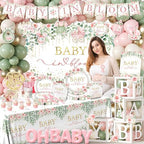 Floral Baby In Bloom Baby Shower Decorations,283pcs Spring Baby Shower Decorations Plates and Napkins Cups Banner Backdrop Tablecloth Cake Topper Balloon for Wildflower Baby In Bloom Shower Supplies - Image 3