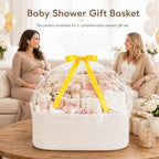 OIASKET XXL Large Empty Cotton Rope Gift Basket with Handles, 20.1"x14.6"x8.7" Decorative Woven Storage Basket with Gift Bag and Ribbon Set for Baby Shower, Toy Organizer for Kids, Dogs & Cats - White - Image 3