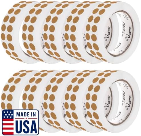 Perco Kraft Brown Perforated Round Circle Dot Sticker 1/2-Inch Labels — 10 Rolls, 30,000 Stickers - Crafts, Packaging for Rustic Seals, Handmade Products & Batch Coding, Strong Adhesive - Made in USA by Perco
