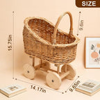 Vintage Wicker Baby Carriage Decor，Woven Rattan Stroller Flower Basket Cart for Wedding Centerpieces, Baby Shower Party Supplies & Nursery Floral Arrangement Props Floral Rustic Home Decor - Image 2