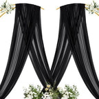 Sheer Gauze Wedding Arch Draping Fabric 29" x 20 FT 4 Panels Black - Image 4
