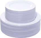 KIRE 120PCS White Plastic Plates - Heavy Duty White Disposable Plates for Party/Wedding - Include 60Pieces 10.25inch Dinner Plates - 60Pieces 7.5inch Dessert/Salad Plates by KIRE