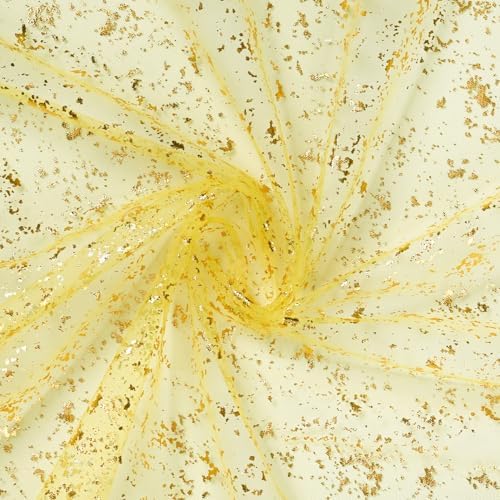 Artoid Mode 10PCS Light Yellow Gold Gauze Table Runner 120 Inch 10FT, Glitter Metallic Foil Sheer Dining Wedding Anniversary Holiday Birthday Table Decor for Home Party - Image 5