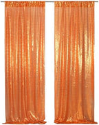Poise3EHome Orange Sequin Backdrop Curtains, 4 Panels 2FTx8FT Glitter Background for Halloween Party Birthday Party Wedding Christmas Thanksgiving Holiday Festival Decor by Poise3EHome