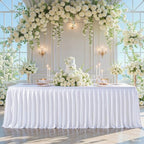 Wish Care White Satin Table Clothes for 4 Foot Rectangle Tables - 4FT Wrinkle Resistant Silk Rectangle Tablecloth Fabric, Party Table Covers for Wedding Banquet, Baby Shower, Birthday, Holiday Dinner - Image 5