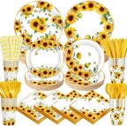 450 Pcs Tableware Set, Serve 50, Yellow, Sunflower Birthday by Unknown