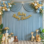 Dusty Blue Backdrop Curtains for Wedding, Wrinkle Free Polyester Photography Backdrop Drapes 16x10FT Photo Backdrop for Baby Shower Birthday Parties Stage Photoshoot Background Decorations - Image 2