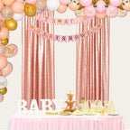 ShinyBeauty Blush Sequin Backdrop Curtains, 4 Panels, 2FTx8FT, Sparkle Photo Booth Backdrop - Image 3