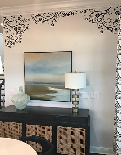 Swirl Flower Floral Wall Decal Decor #262A (100" X 29") (Matte Black) - Image 6