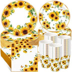 Sunflower Party Decorations, Paper Plates Napkins Cups Serve 50, Yellow by Ziliny