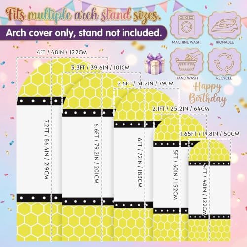 Vellow Honeycomb Stripes Polka Dot Patterr Arch Backdrop Cover 7.2 ft 2 Sided Wedding Arch Covers Stretchy Backdrop Round Top for Birthday, Party, Baby Shower Decorations - Image 7