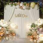 40 ft x 10 ft Wrinkle Free Beige Backdrop Curtain for Parties, 8 Panels 10ft Polyester Beige Photo Backdrop Drapes for Graduation Birthday Wedding Party Stage Curtains - Image 4