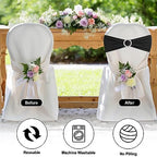 Black Chair Sashes 50 Pack Spandex Stretch Chair Band Sashes with Buckles for Folding Chairs Wedding Party Reception Baby Shower Events Banquet Decorations - Image 4