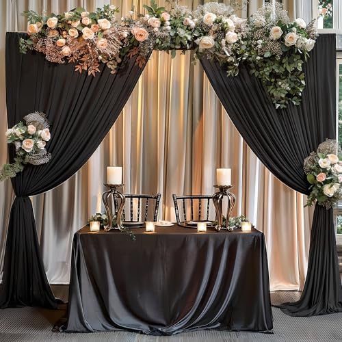 20x12ft Black Backdrop Curtain Panels for Parties - Wrinkle Free Polyester Photo Curtain Backdrop Wedding Back Drop Fabric Drapes for Party Decorations Background for Photography - Image 7