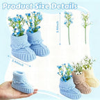 3 Sets Baby Shower Centerpieces, Knitted Booties with Artificial Flowers - Image 2