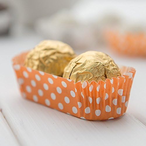 Restaurantware 1 oz Ridged Paper Baking Cups, Orange Polka Dot, 200 Ct - Image 3