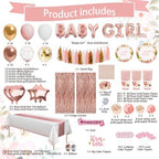 Guudmua 301Pcs Baby Shower Decorations For Girl, Girl Baby Shower Decorations Kits - Disposable Dinnerware Set With Pink Rose Gold Floral (50 Guest), "BABY girl" Banner, Balloon, Sash, Cake Topper - Image 2