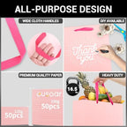 EUSOAR Large Pink Gift Bags with Handles, 50 Pack, 12.5x4.5x11 inches, Retail Wrapping Bags for Gifts, Wedding, Craft, Grocery, Boutique, Party Favor, Business - Image 3
