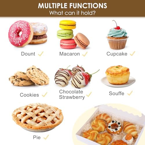 Moretoes 60pcs Bakery Boxes with Window, 14x10x2.5 Inch White Treat Boxes - Image 5