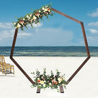 7.2FT Wooden Wedding Arch, Wedding Balloon Arches with Base, Heptagonal Wood Arch for Wedding Ceremony, Arbor Backdrop Stand for Weddings, Birthday Parties, Engagements, Commercial Events by MELONGKAYLON