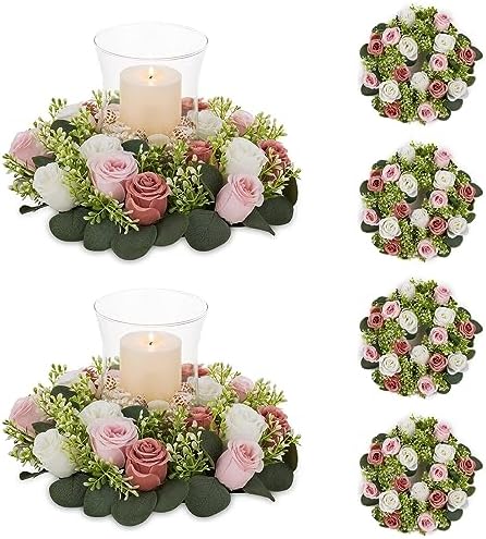 NUPTIO Candle Rings Wreaths, Wedding Centerpieces for Tables, 14 inch Diam by Nuptio