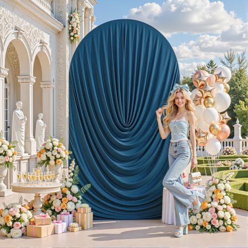 7.2FT Navy Blue Arch Backdrop Cover Wedding Draped Arch Cover, Stretchy Spandex Balloon Backdrop Arch Stand Covers for Wedding Ceremony, Baby Shower, Photography Birthday Party Decorations - Image 2
