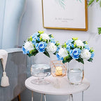 Sziqiqi Silk Rose Flower Balls for Table Centerpieces, Blue&White, 6Pcs - Image 3