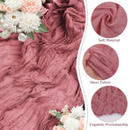 24 Pack Dusty Rose Cheesecloth Table Runner 17"x108" Boho Gauze Fabric Table Runner Vintage Rustic Sheer Runners for Wedding Party Bridal Baby Shower Table Decorations - Image 3