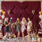 4 Panels Burgundy Backdrop Curtain for Parties Wedding Wrinkle Free Maroon Photo Curtains Backdrop Drapes Fabric Decoration for Birthday Engagement Ceremony 20ft(W) x 10ft(H) - Image 3