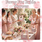 ForraFun 100 Sets Floral Wedding Favor Boxes with Pearl Pendant Bow, Pink - Image 5