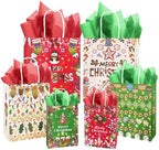 qiqee 100PCS Paper Gift Bags Assorted Christmas Paper Bags Red White Green by Qiqee
