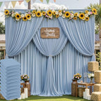 50ft x 10ft Wrinkle Free Dusty Blue Backdrop Curtain for Parties, 10 Panels 5x10ft Silky Polyester Backdrop Drapes Photo Back Drop Cloth for Wedding Birthday Baby Shower Photography Background by ENJOYYOURPARTY
