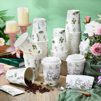 Vesici 60pcs 14oz Wildflower Botanical Coffee Cups with Lids and Sleeves Cute Toilet Floral Herb Disposable Coffee Cups Cocoa to Go Paper Cup for Summer Birthday Wedding Bridal Shower Party Supplies - Image 5