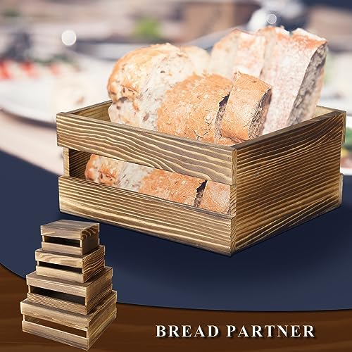 Sieral 4 Pcs Wood Cupcake Stand Dessert Display Risers,Rustic Dark Brown - Image 5
