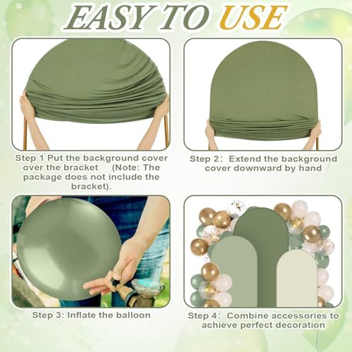 Foilswirl 34 Pcs Sage Green Arch Cover and Balloons Sage Green Backdrop - Image 6