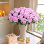 50 PCS Pink Roses Artificial Flowers, Fake Roses with Stem Realistic Silk Roses for DIY Wedding Bouquets Table Centerpieces Arrangements Baby Shower Birthday Home Decor Valentine's Day Gift for Her - Image 6