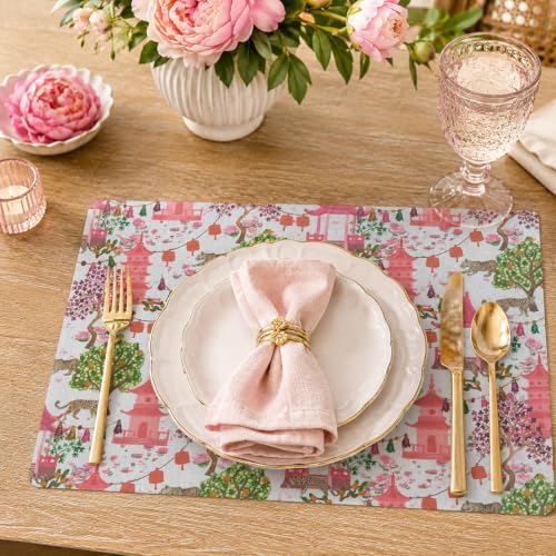 Paper Placemats Design – Takara Pink Pagoda Garden – Malabar Home - Image 5