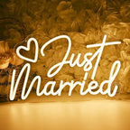 SYLHOME Just Married Led Neon Light Sign Heart Wedding Backdrop Wall Decor - Image 3