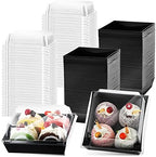 Sabary 100 Pack Charcuterie Boxes with Clear Lids 5 Inch Cookie Box, Black by Sabary