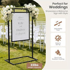 Wedding Sign Holder, Adjustable Welcome Wedding Sign Stand, Heavy Duty Easel Stand for Sign, Wedding Seating Chart Stand, Easel for Display, Square Backdrop Stand Black - Image 2