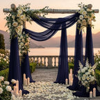 Pack of 2 Wedding Arch Drape Panel Fabric 30" x 100ft - Navy Blue - Image 4