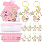 24 Sets Baby Shower Favors for Cute starfish shells Keychain with White Organza Bags, and Thank You Tags for Gender reveal ideas Party Supplies(24set) by Unknown