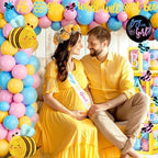 Party Inspo What Will It Bee Gender Reveal Decorations, Bee Gender Reveal Decorations, Bumble Bee He or She What Will Baby Bee Decorations Backdrop Balloon Banner Tablecloth Cake Cupcake Topper Box - Image 6