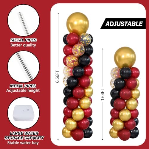 Black Burgundy Gold Balloons Column Stand 2 Sets, Balloon Towers - Image 3