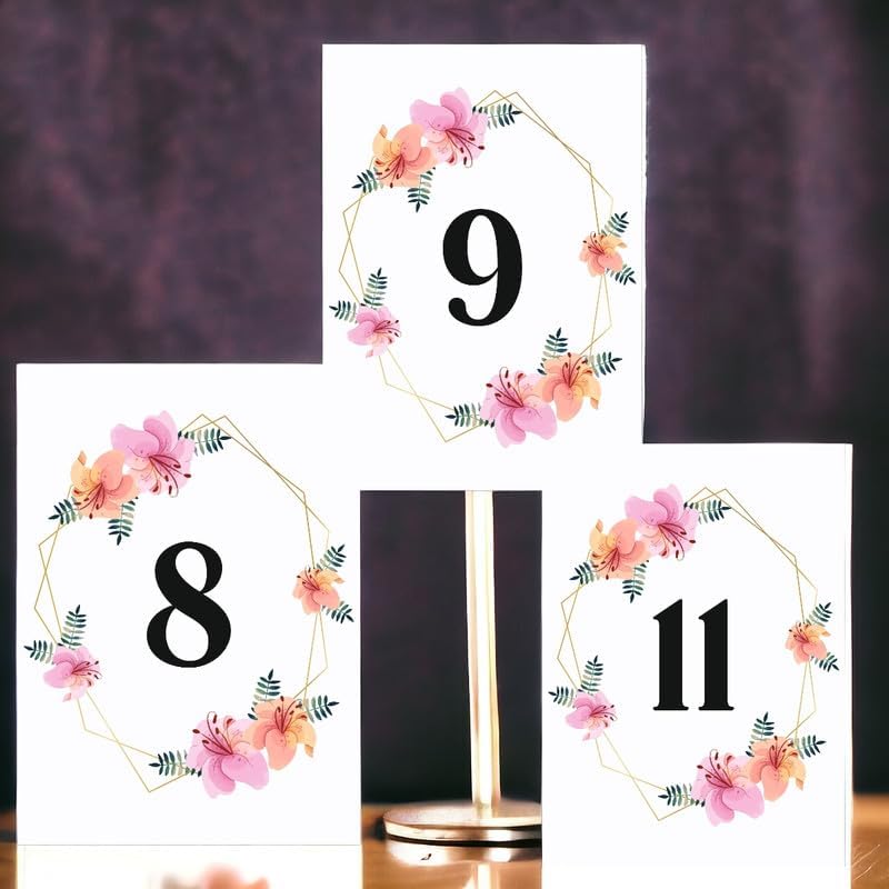 Pink Floral Design Table Number Cards Double Sided Party Table Numbers for Reception Baby Shower Anniversary Birthday Bridal Party 5x7 100 Pcs - Image 3