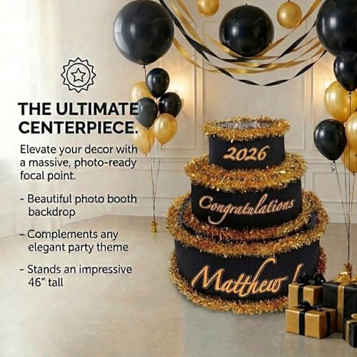 Anderson's Black & Gold Personalized Pop-Out Cake, Life-Size Surprise Prop for Graduation, Retirement, Birthday, Engagement, Corporate Events – Custom Name, DIY Kit, Photo-Ready Reveal - Image 6